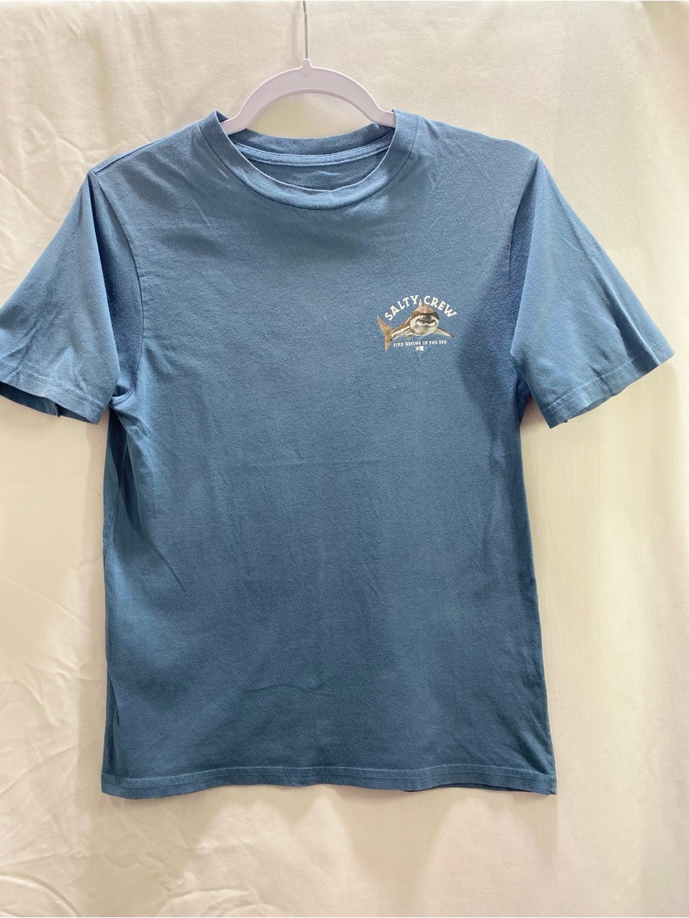 Salty Crew Find Refuge in the Sea Shark Graphic Crew Neck Blue Men Tee Medium